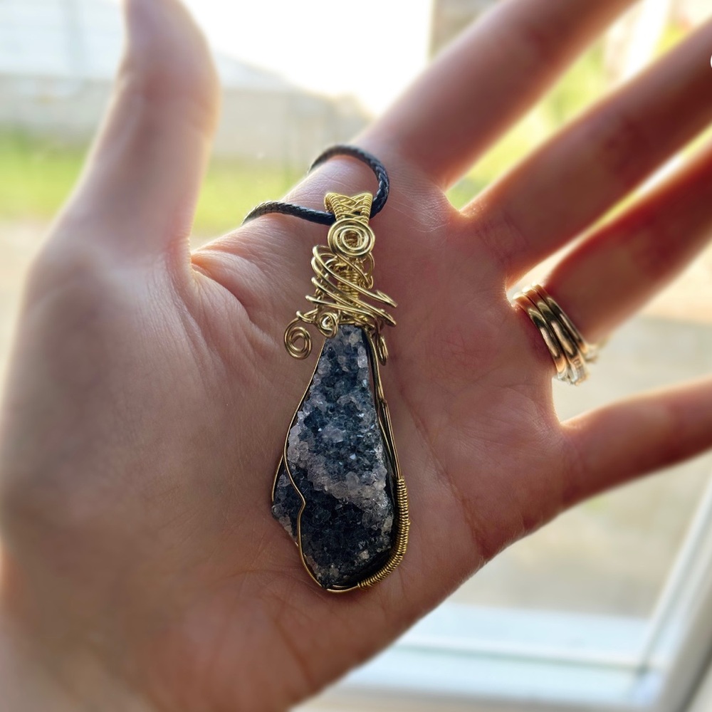 ✨Artisan Whimsy Gold Plated Copper Raw Amethyst Pendant Necklace✨